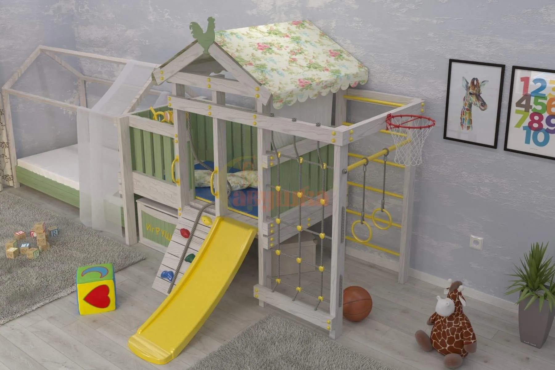Игровой комплекс Савушка Baby 3 оливковый